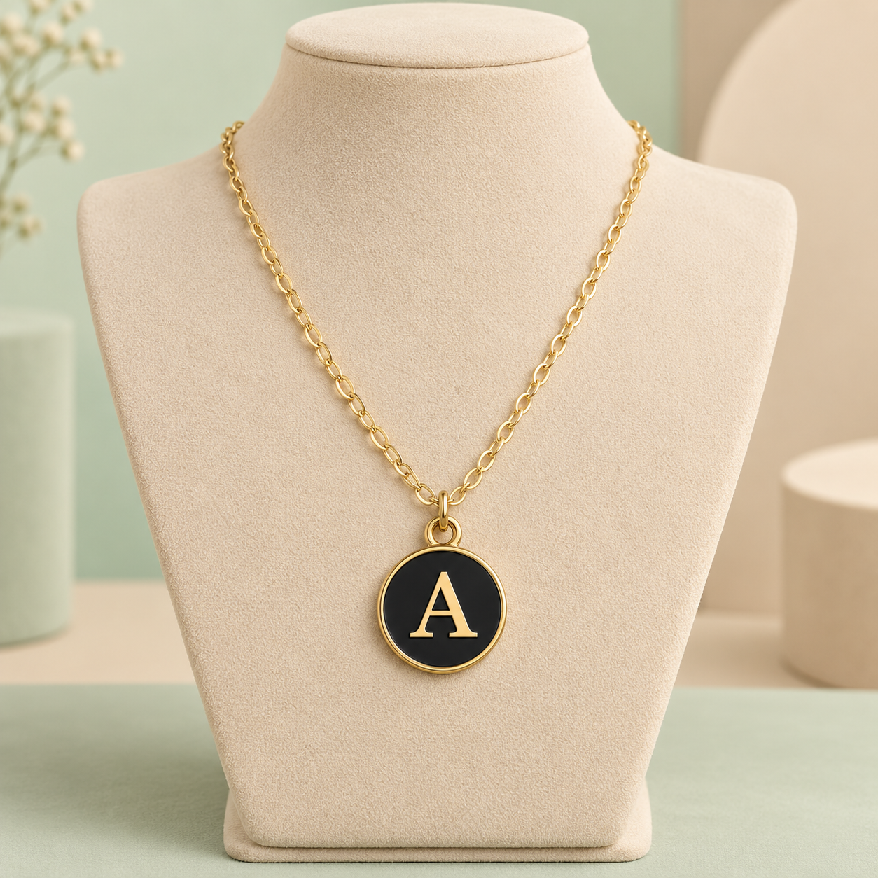 collar inicial letra para mujer regalo acero inoxidable chapa de oro okami joyeria queretaro