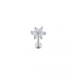 piericng perforacion heliz flor plateada zirconia transparente