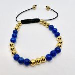 pulsera de hombre mujer ajustable azul con dorado acero inoxidable