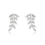 Aretes hoja rodio plateado okami joyeria