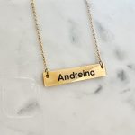 collar placa horizontal acero inoxidable grabado nombre laser personalizado okami joyeria