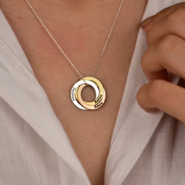 collar acero inoxidable anillo ruso 3 circulos hijos mama regalo joyeria okami