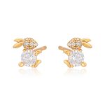 arracada pequeña con perla sintetica aretes baño de oro