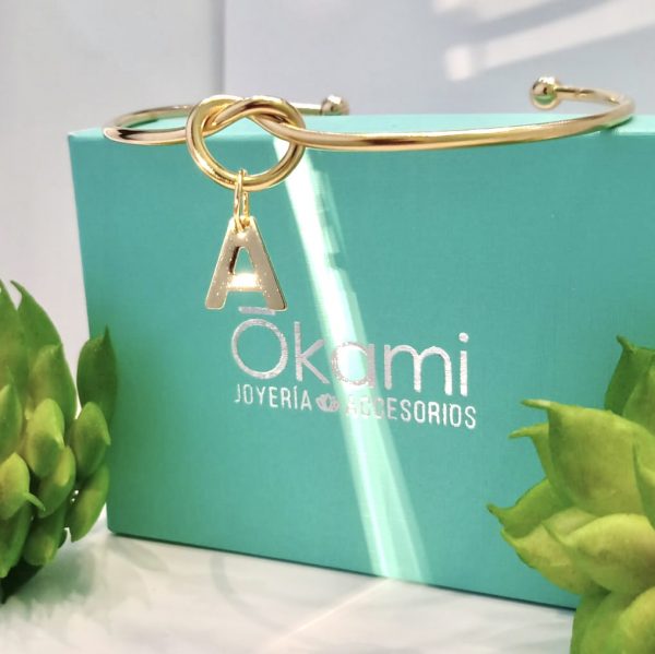 pulsera acer onixidable nudo con letra inicial okami joyeria mexico queretaro okami