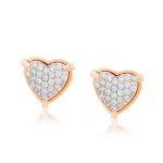 arete de corazon baño de oro rosado okami joyeria