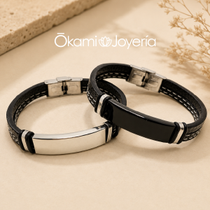 pulsera esclava sintetica acero inoxidable okami joyeria