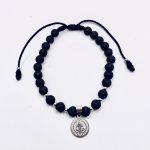 pulsera de piedra volcanica acero. inoxidable san benito