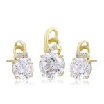 KIT CONJUNTO COLLAR BAÑO DE ORO CON ZIR