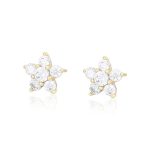 flor 5 petalos aretes baño de oro okamijoyeria