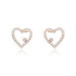 aretes contorno corazon baño de oro zirconias brillos regalo okami joyeria mexico queretaro
