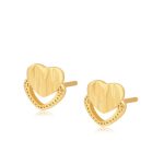 aretes de corazon doble baño de oro okami joyeria mexico