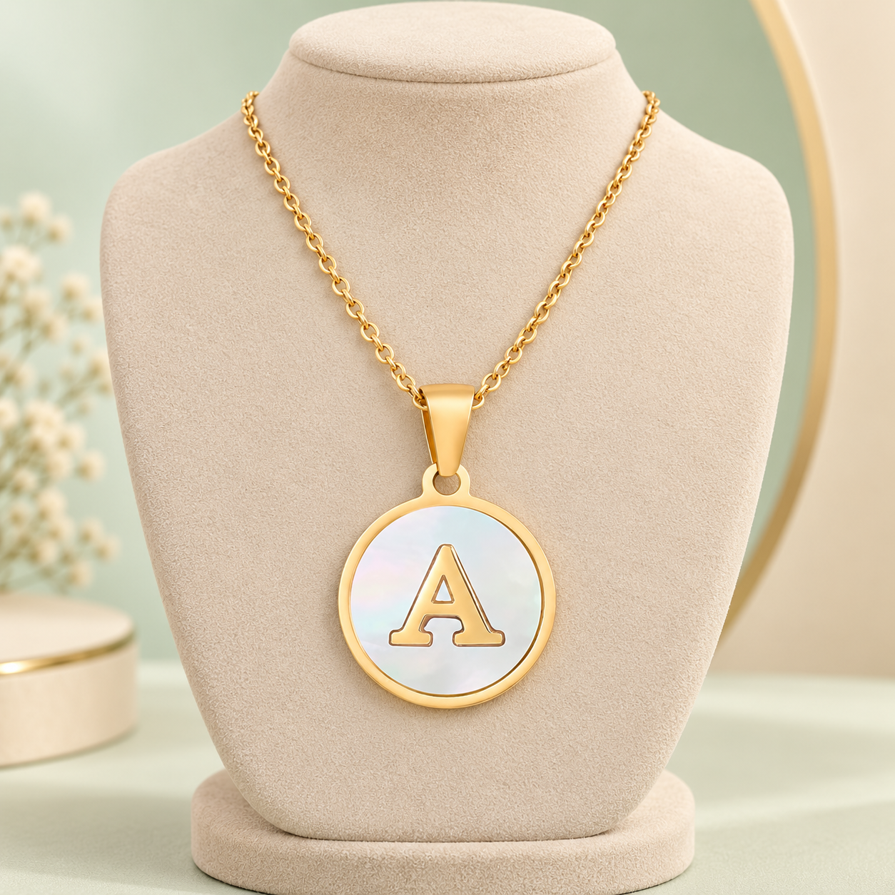 collar inicial letra para mujer regalo acero inoxidable chapa de oro okami joyeria queretaro