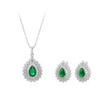 conjunto kit de collar y aretes con zirconia tipo esmeralda okami joyeria regalo mexico queretaro