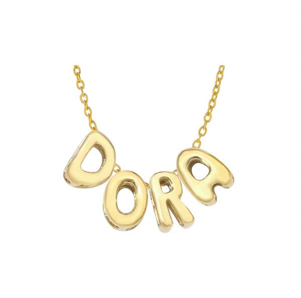 collar letras nombre personalizado globo dorado okami joyeria mexico queretaro