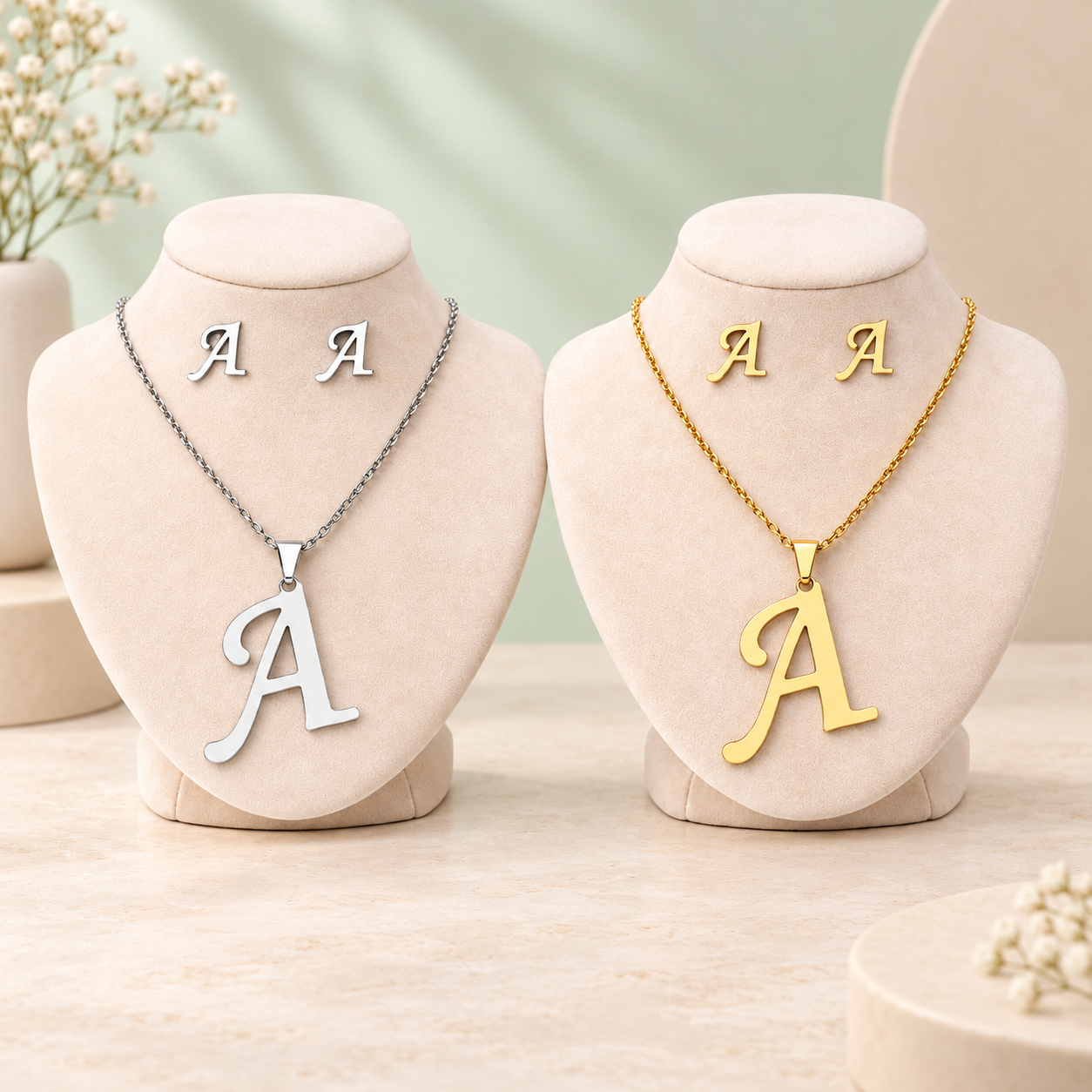 collar inicial letra para mujer regalo acero inoxidable chapa de oro okami joyeria queretaro