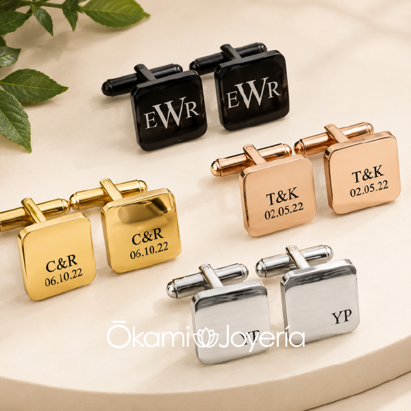 mancuernillas personalizadas hombre papa caballero regalo okami joyeria acero inoxidable